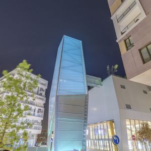 Totem with blue LED lighting